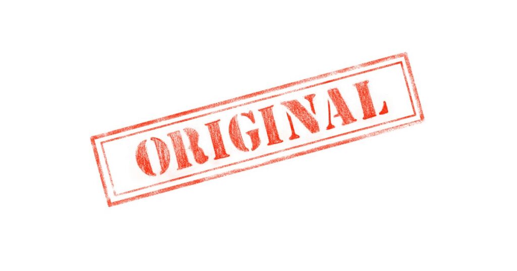 Carimbo vermelho com a palavra ORIGINAL sobre fundo branco