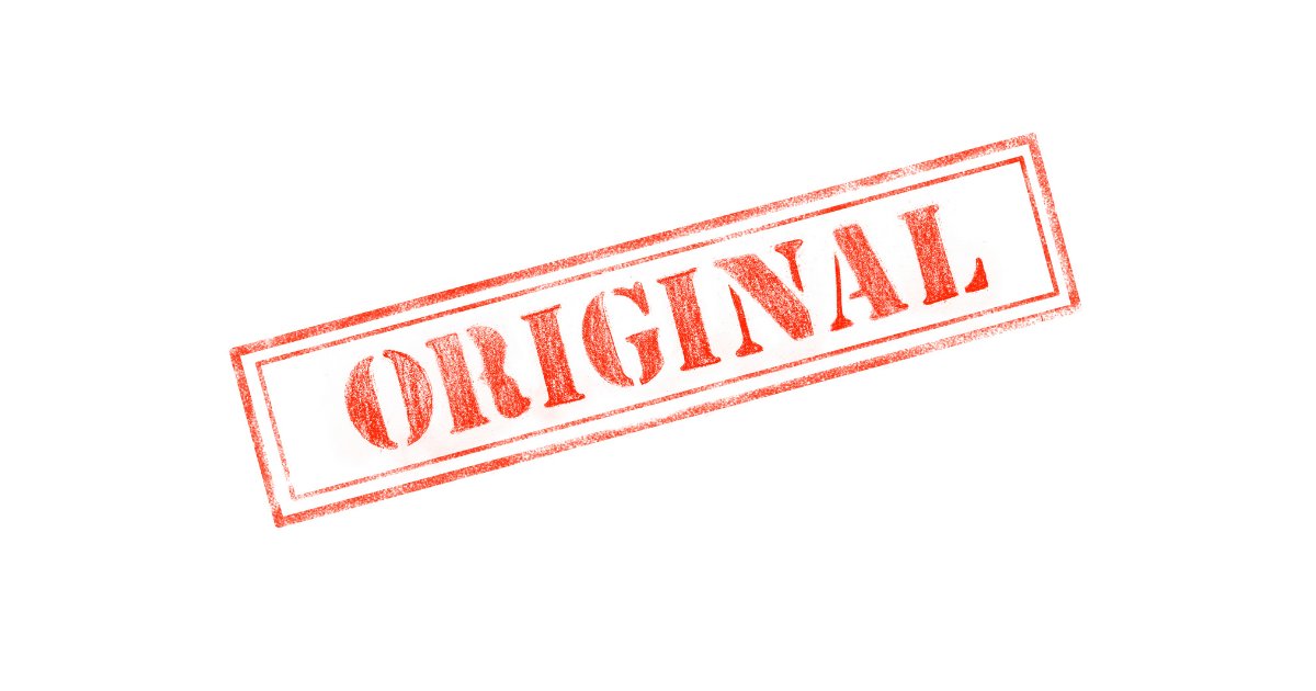 Carimbo vermelho com a palavra ORIGINAL sobre fundo branco